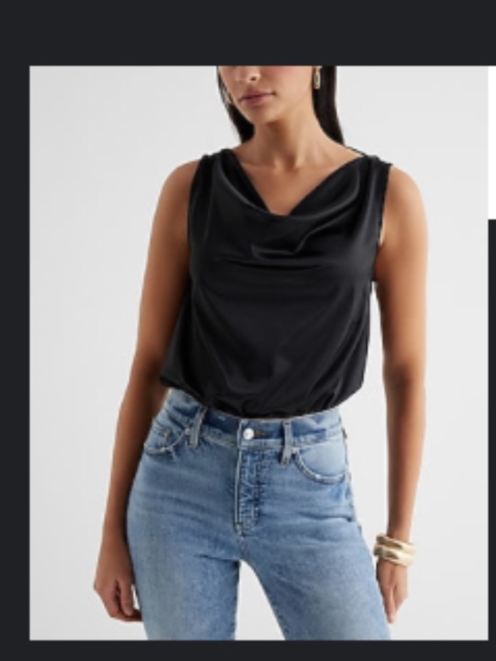 Express Black Satin Cowl Neck Camisole